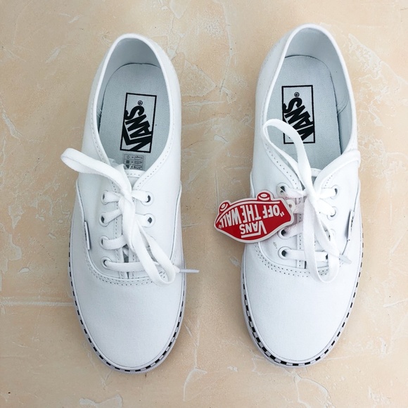 vans authentic checkerboard foxing white skate shoes